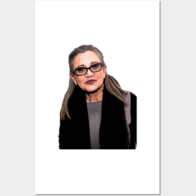 Carrie Fisher Cartoonish Wall Art by baranskini